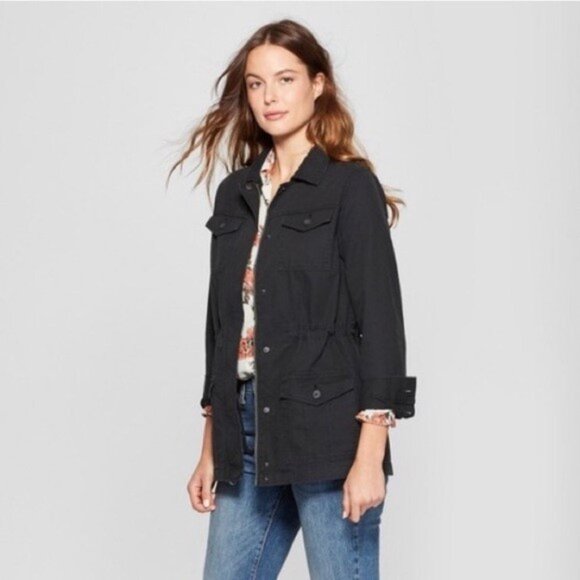 A New Day Navy Blue Zip Up Utility Jacket - Picture 1 of 3